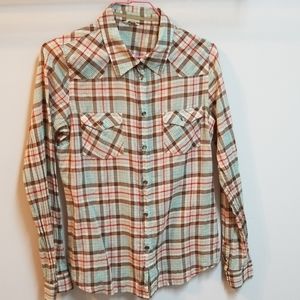 🍒 3 for $15! Fossil plaid western shirt top M